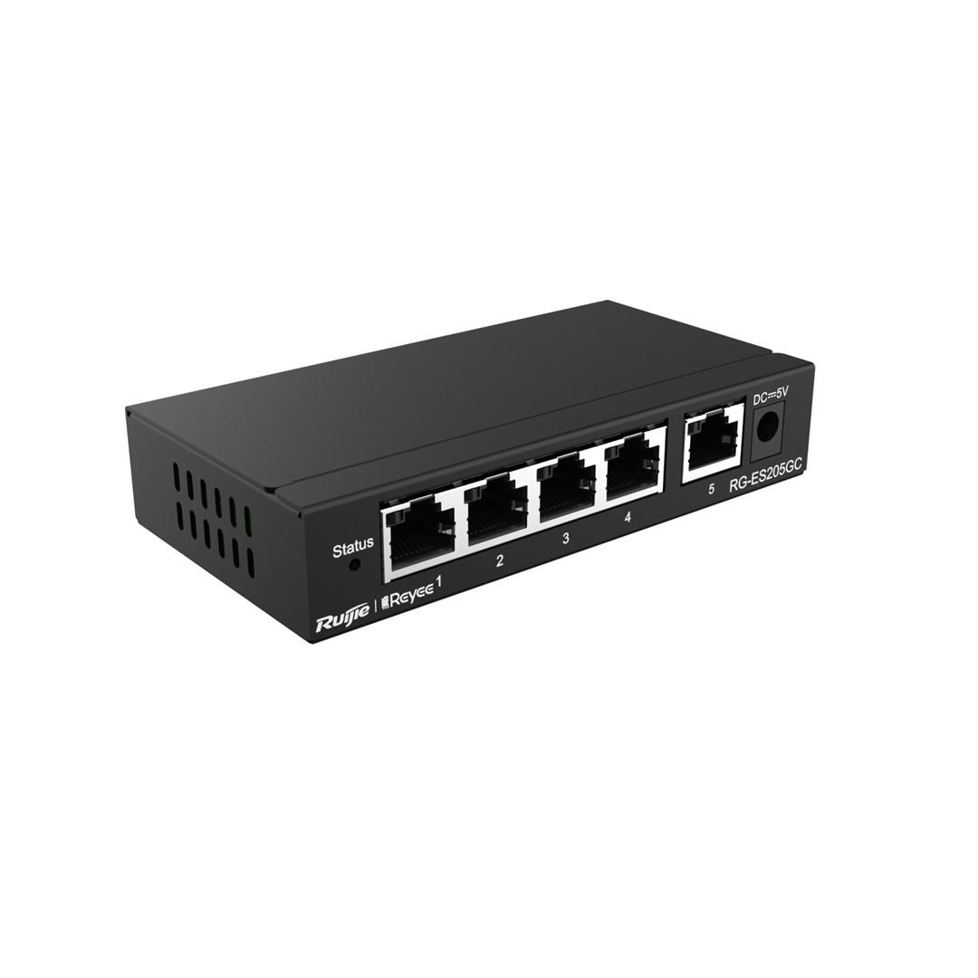 Netværksswitch Ruijie RG-ES205GC - Managed L2, 5x Gigabit, sort