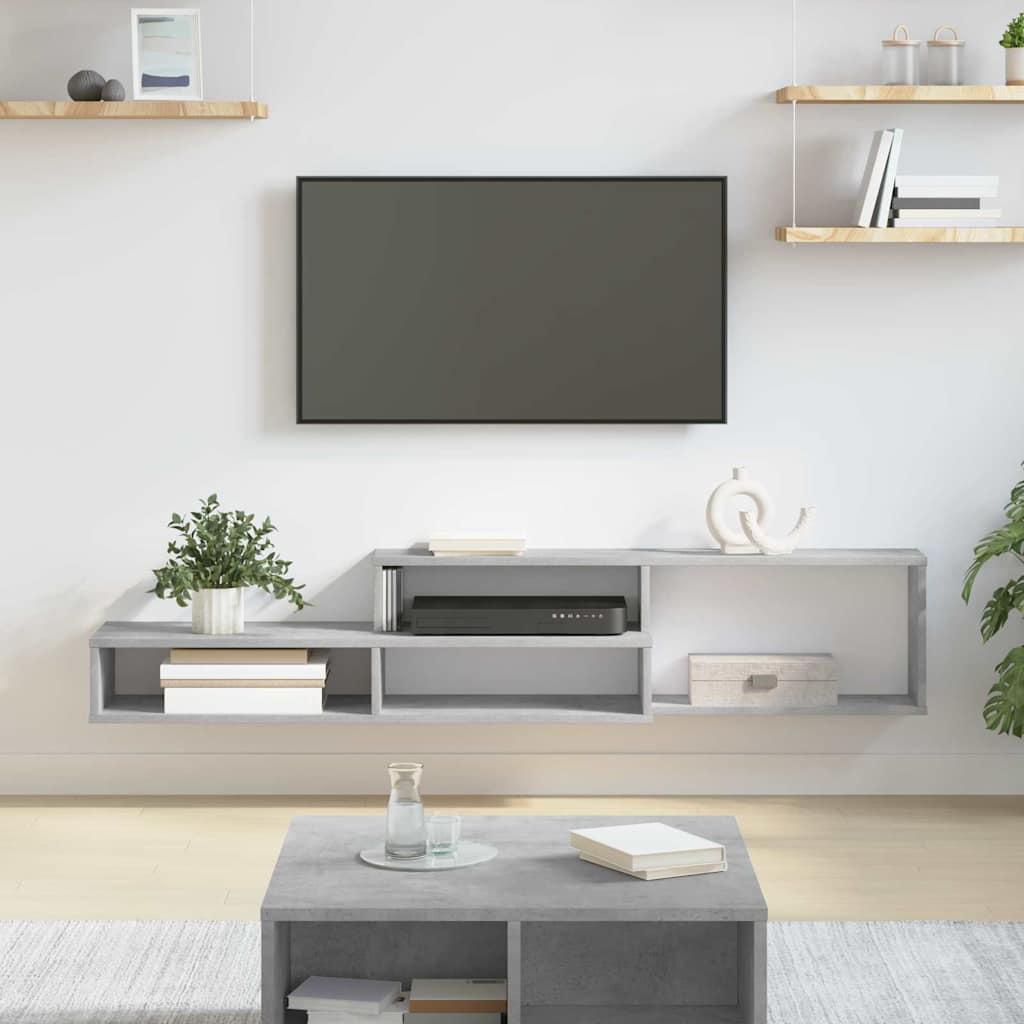 Vægmonteret TV-bord 150 × 25 × 28,5 cm - konstrueret træ, grå