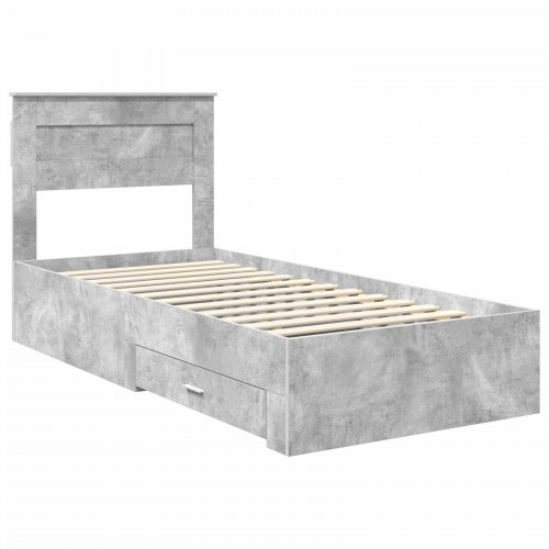 Sengestel med opbevaring 75 x 190 cm - beton grå og sølv