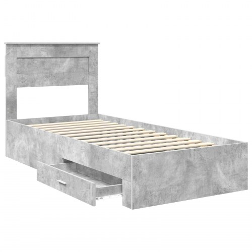 Sengestel med opbevaring 75 x 190 cm - beton grå og sølv