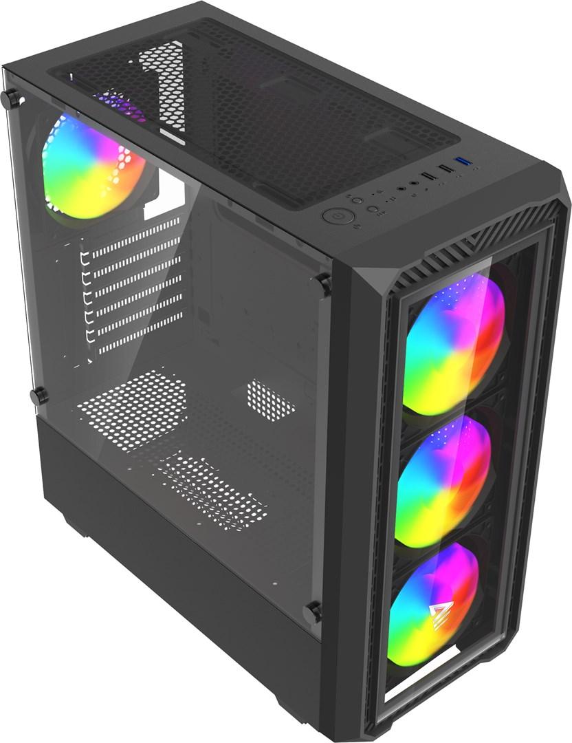 PC kabinet Savio Noctis Glass RGB Cube - sort, ATX/micro ATX