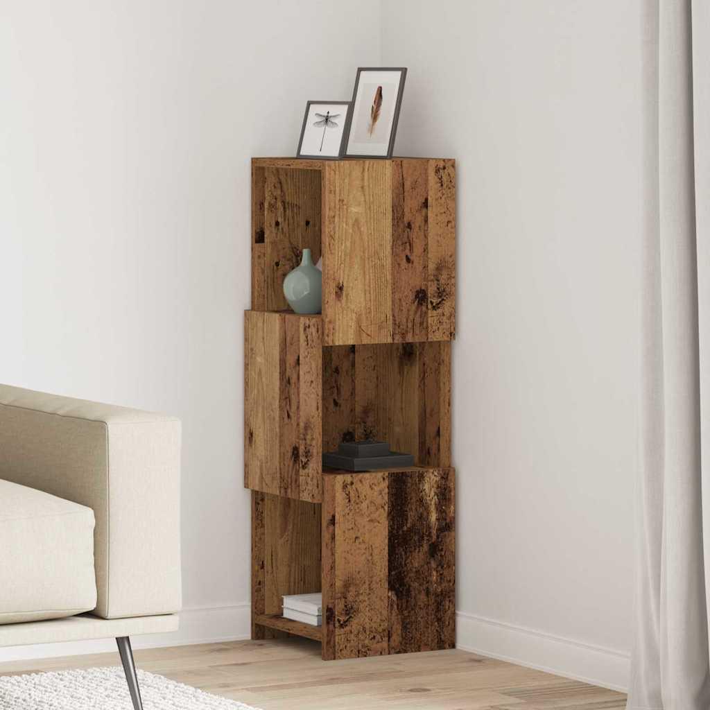 Hjørneskab 25,5x25x102cm Konstrueret Træ - Gammelt træ / 30x30,5x95cm