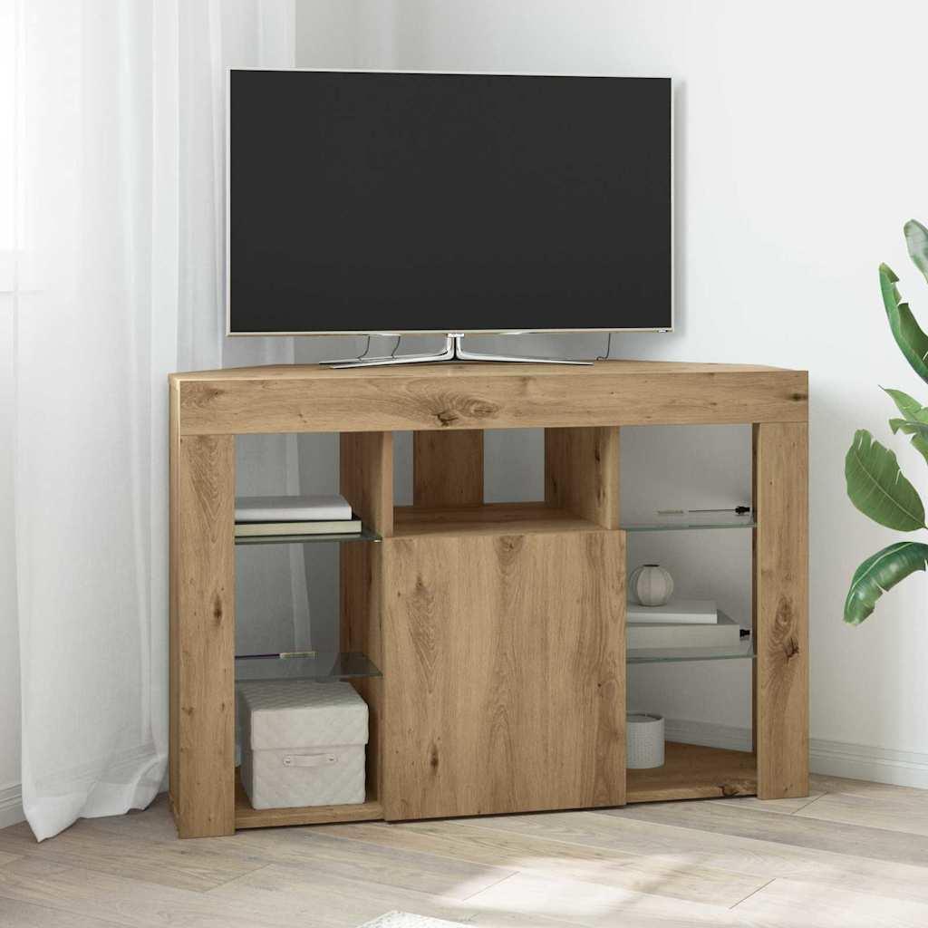 Hjørne LED TV Skab Vægmonteret Artisan Egetræ 108 x 40 x 68 cm