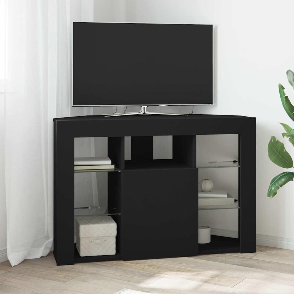 vidaXL Hjørne LED TV Skab 100x40x68cm Sort Konstrueret træ