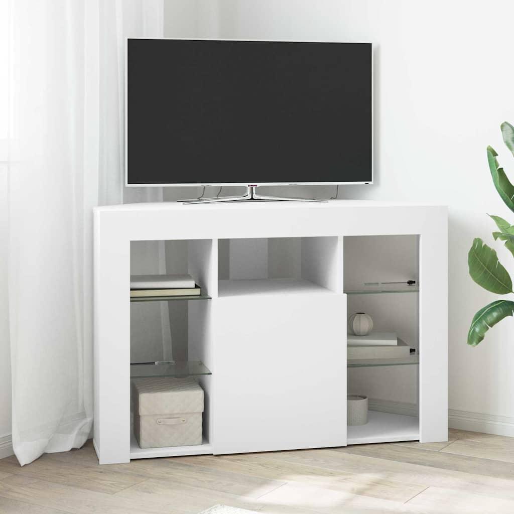 Hjørne LED TV-skab vægmonteret hvid 100 x 40 x 68 cm