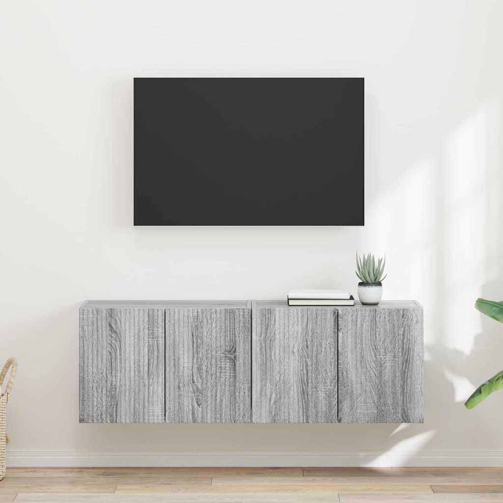 TV vægskab 2 stk Grå Sonoma 59,5 x 31 x 40 cm Konstrueret træ