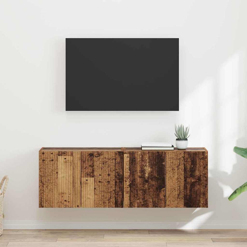 TV vægskab 2 stk Gammelt træ 59,5 x 31 x 40 cm Konstrueret træ