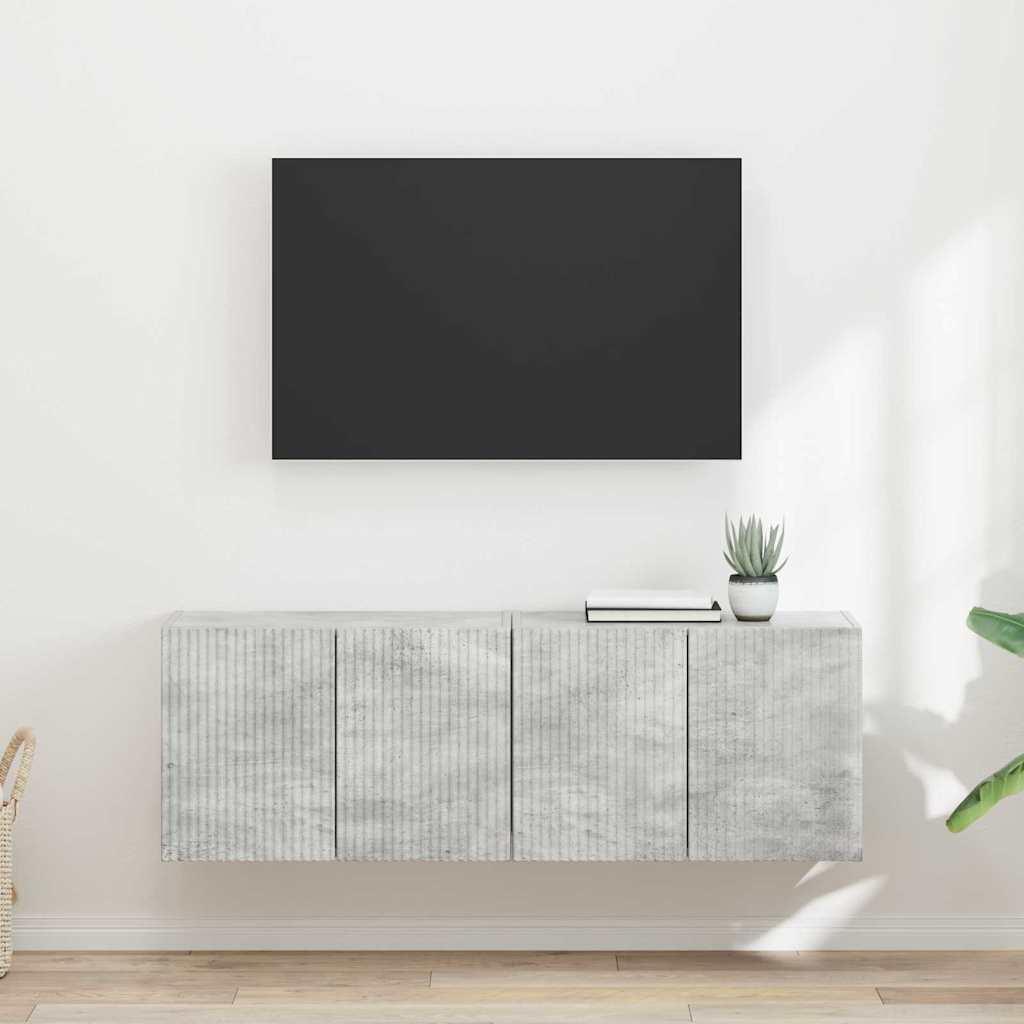 TV vægskab 2 stk Beton Grå 59,5 x 31 x 40 cm Konstrueret træ