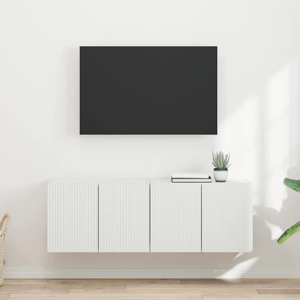 TV vægskab 2 stk Hvid 59,5 x 31 x 40 cm Konstrueret træ