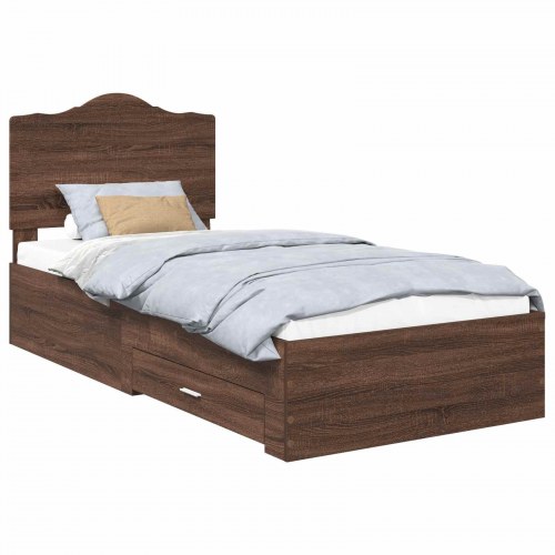 Sengestel med opbevaring brun eg 70 x 190 cm