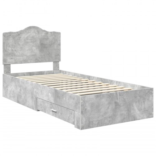 Sengestel med opbevaring i beton grå 70 x 190 cm