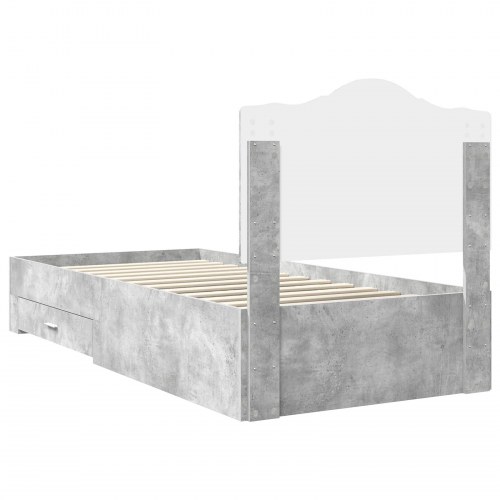 Sengestel med opbevaring i beton grå 70 x 190 cm