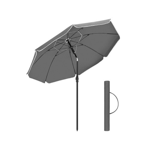 Parasol 1,6 m strandparasol med tilt, UPF 50+, grå