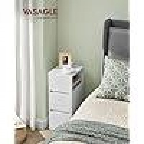 Sengebord smalt – SONGMICS VASAGLE med 2 skuffer, åbent rum, vendbar åbning, wolkenhvid