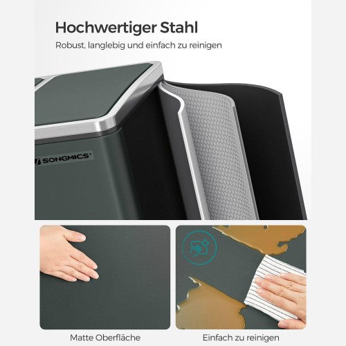 Skraldespand til affaldssortering 3 x 18 l pedal, soft-close, antracitgrå