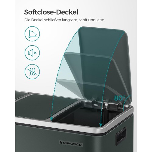 Skraldespand til affaldssortering 3 x 18 l pedal, soft-close, antracitgrå