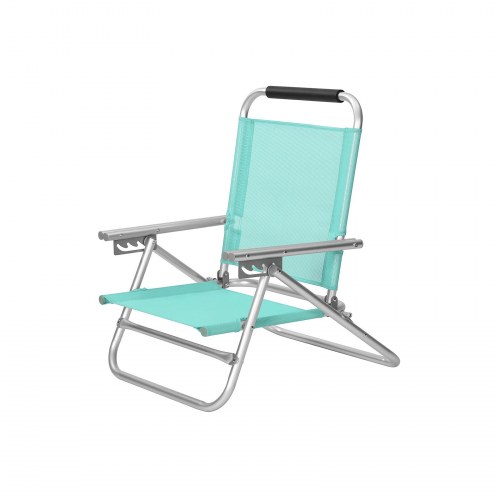 Solstol sammenklappelig 4-pos. ryglæn, let aluminium, åndbart stof, grøn