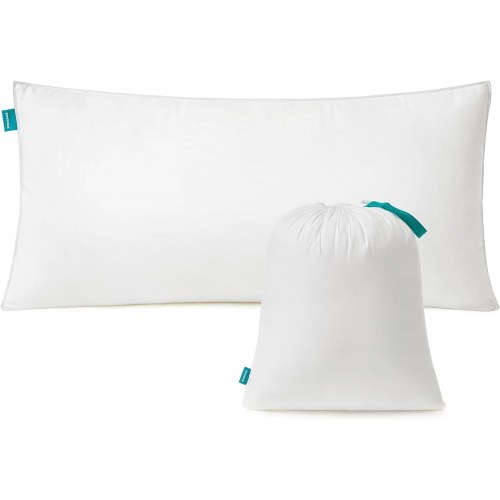 Hovedpude 40 x 80 cm 800 g fyld, blød børstet polyester, vaskbar ved 60 °C, inkl. opbevaringspose, skyhvid