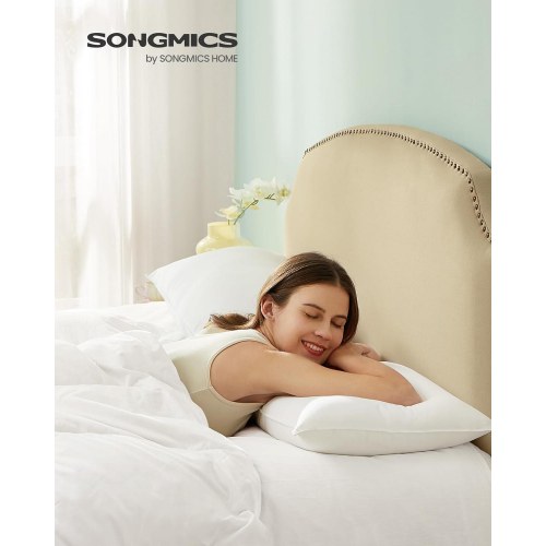 Hovedpude 40 x 80 cm 800 g fyld, blød børstet polyester, vaskbar ved 60 °C, inkl. opbevaringspose, skyhvid