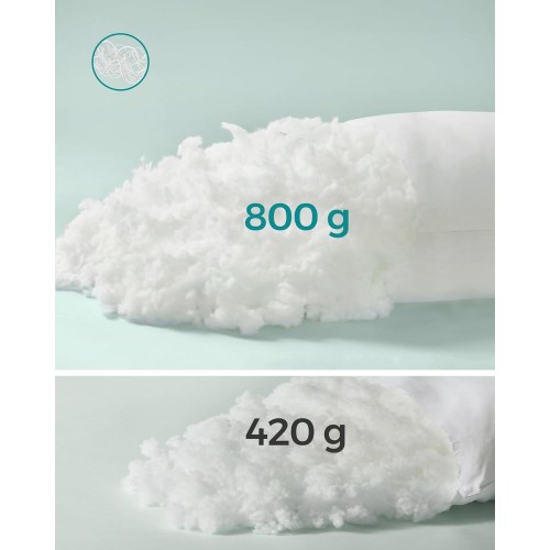 Hovedpude 40 x 80 cm 800 g fyld, blød børstet polyester, vaskbar ved 60 °C, inkl. opbevaringspose, skyhvid