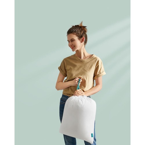 Hovedpude 40 x 80 cm 800 g fyld, blød børstet polyester, vaskbar ved 60 °C, inkl. opbevaringspose, skyhvid