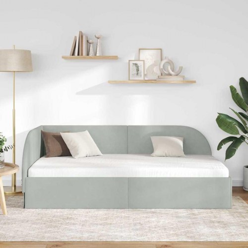 Hjørnesengramme i fløjl 100 x 200 cm - lysegrå
