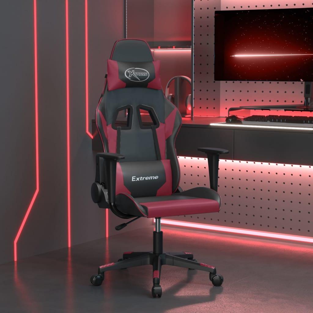 Gamingstol m. massagefunktion kunstlæder sort og vinrød