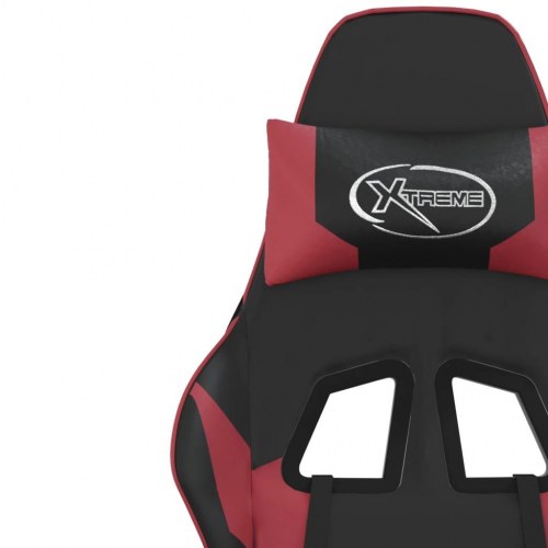 Gamingstol med massagefunktion i kunstlæder - sort/vinrød