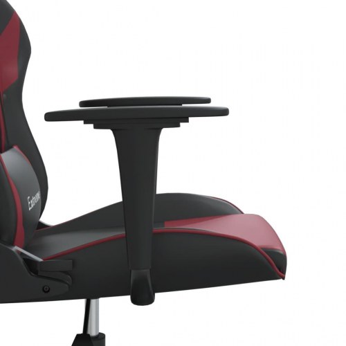Gamingstol med massagefunktion i kunstlæder - sort/vinrød
