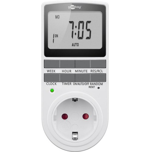 Digital timer stikkontakt Schuko – Goobay, sæt med 2, hvid