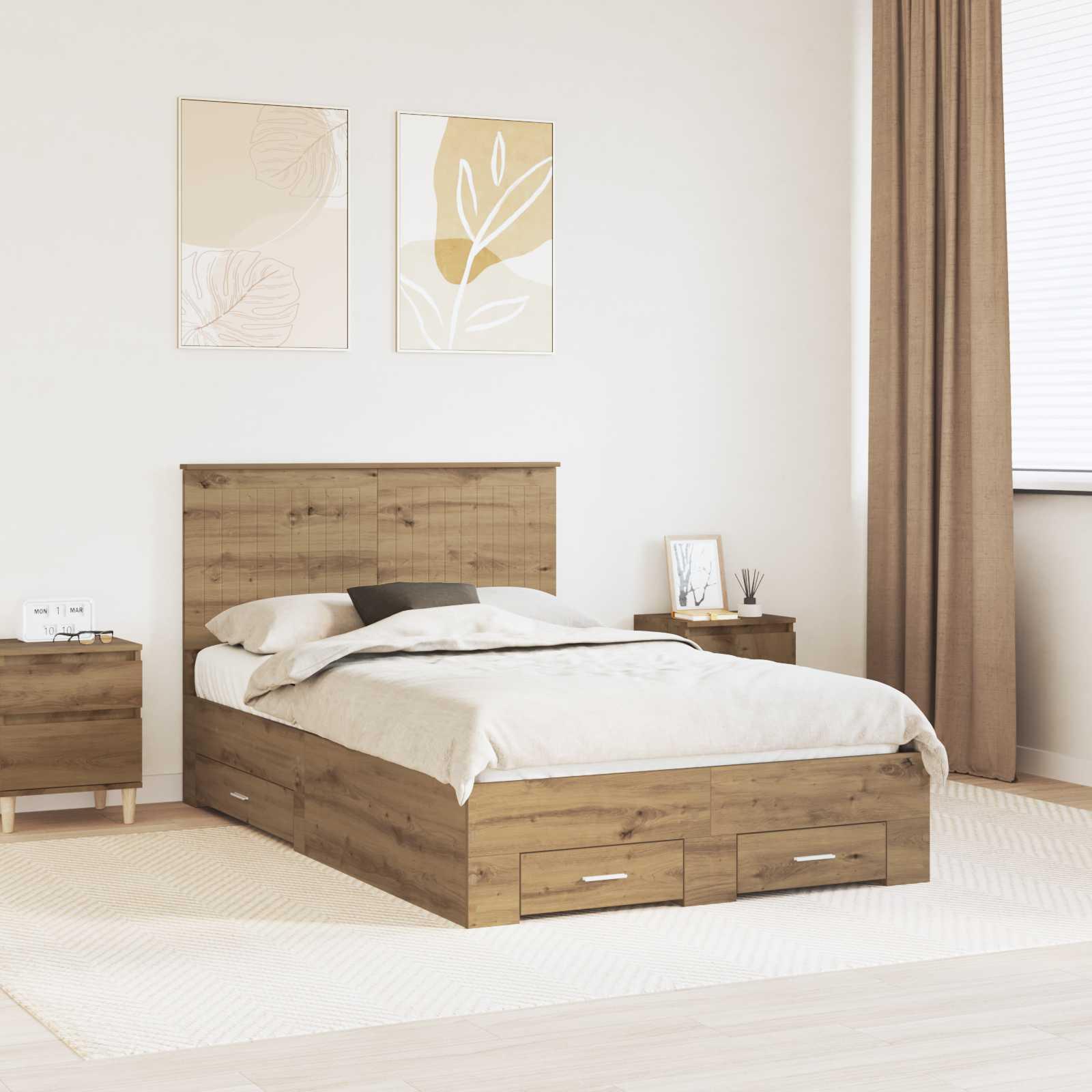 Sengestel Artisan Egetræ 120 x 190 cm Konstrueret træ