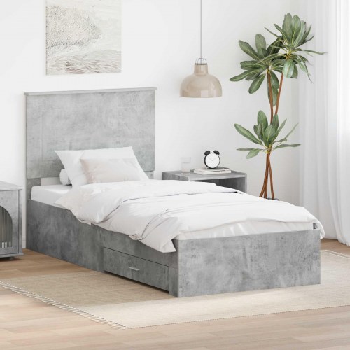Sengestel med opbevaring 90 x 190 cm - beton grå