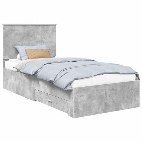 Sengestel med opbevaring 90 x 190 cm - beton grå