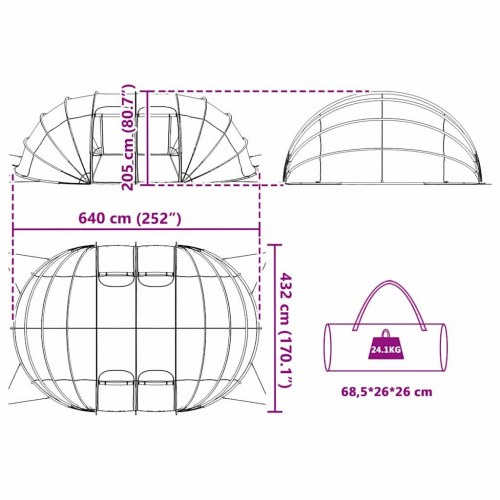 Pooltelt Dome Blå 640 x 432 x 205 cm
