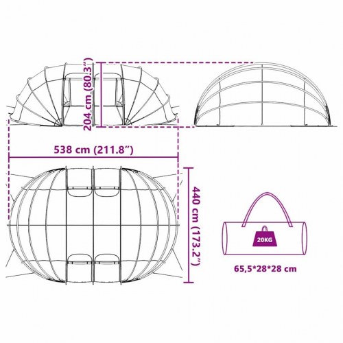 Pooltelt Dome Transparent 538 x 440 x 204 cm PVC