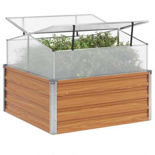 Haveplantekasse med drivhus Lys Brun 100 x 100 x 77 cm
