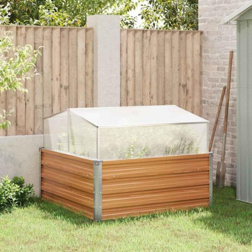 Haveplantekasse med drivhus Lys Brun 100 x 100 x 77 cm