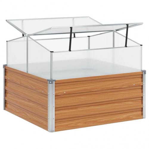 Haveplantekasse med drivhus Lys Brun 100 x 100 x 77 cm