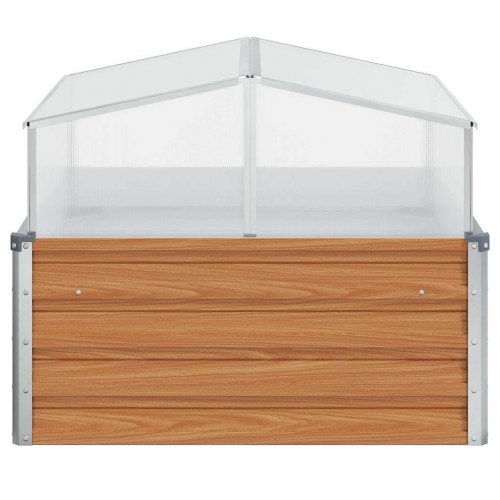 Haveplantekasse med drivhus Lys Brun 100 x 100 x 77 cm