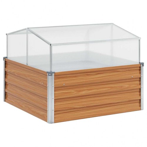 Haveplantekasse med drivhus Lys Brun 100 x 100 x 77 cm