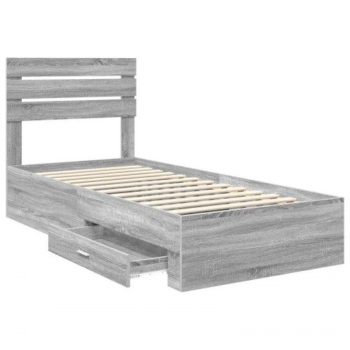 Sengestel med opbevaring 90 x 200 cm - grå sonoma