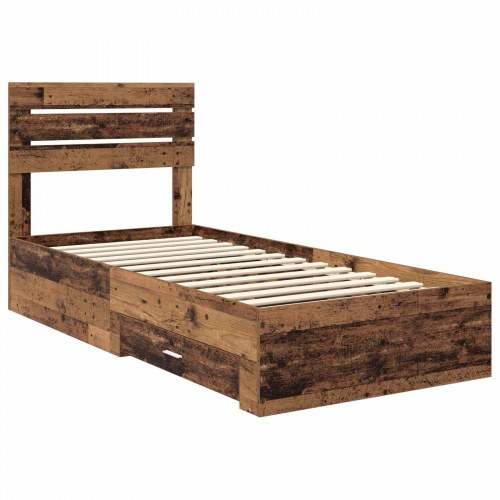 Sengestel med opbevaring - gammelt træ 100 x 200 cm