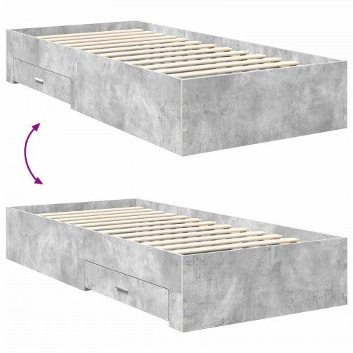 Sengestel med opbevaring betongrå 90 x 200 cm
