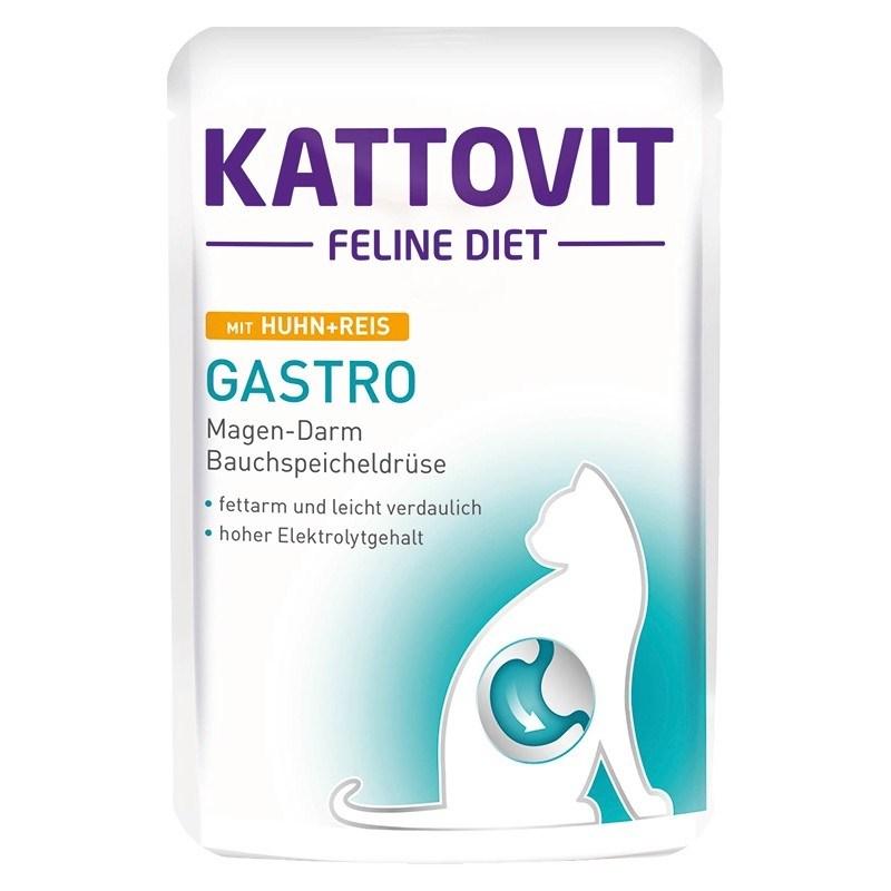 Vådfoder til kat – KATTOVIT Feline Diet Gastro kylling med ris 85 g