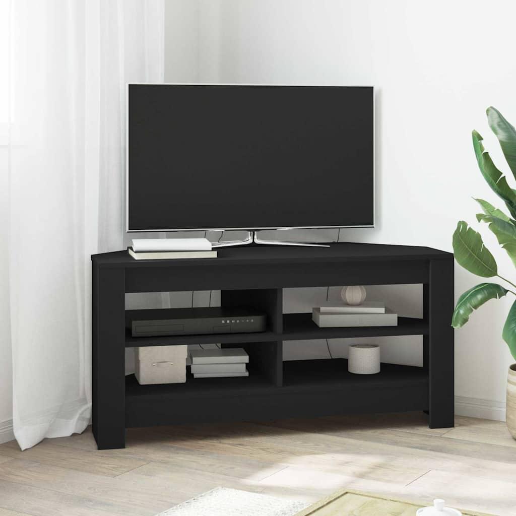 HjørneTVskab Sort 102x40,5x45cm Konstrueret træ