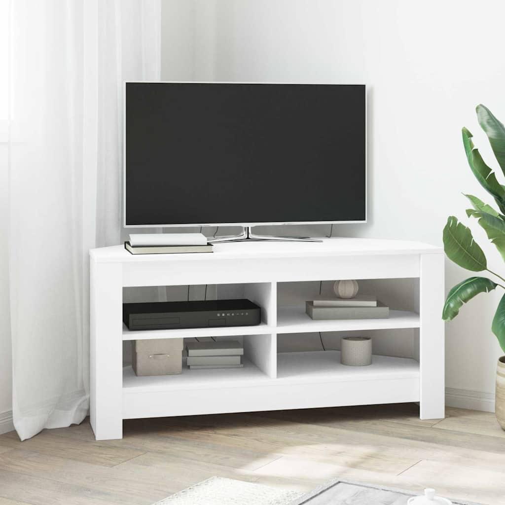 HjørneTVskab Hvid 102x40,5x45cm Konstrueret træ