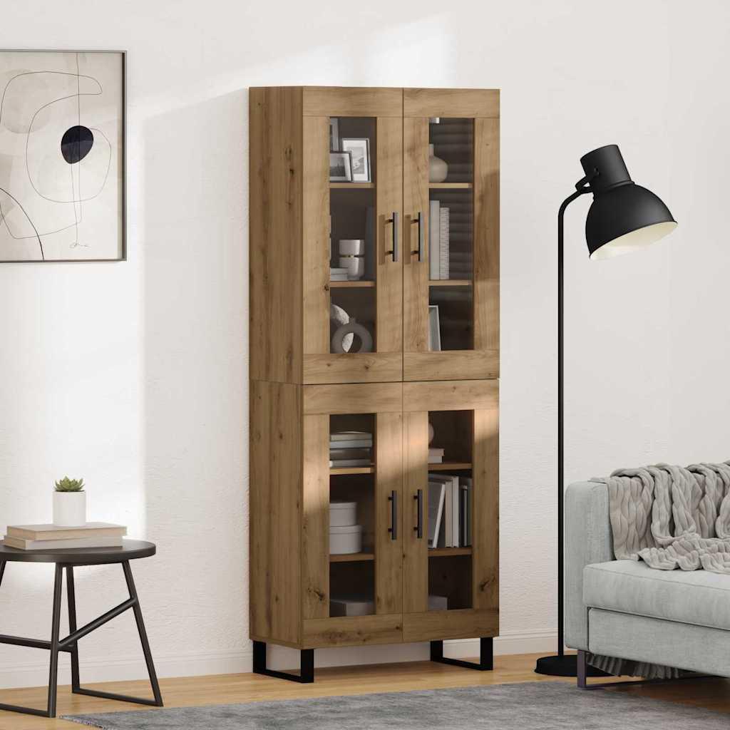 Highboard 2 stk Artisan Egetræ Ingeniørtræ og glas