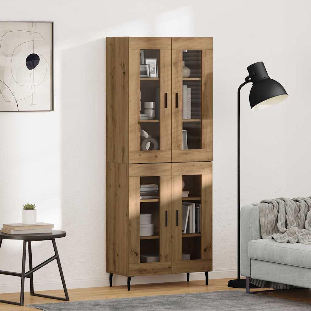 Highboard 2 stk Artisan Egetræ Ingeniørtræ og glas