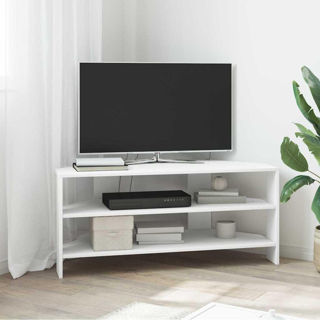 HjørneTVskab Hvid 102x40,5x45cm Konstrueret træ