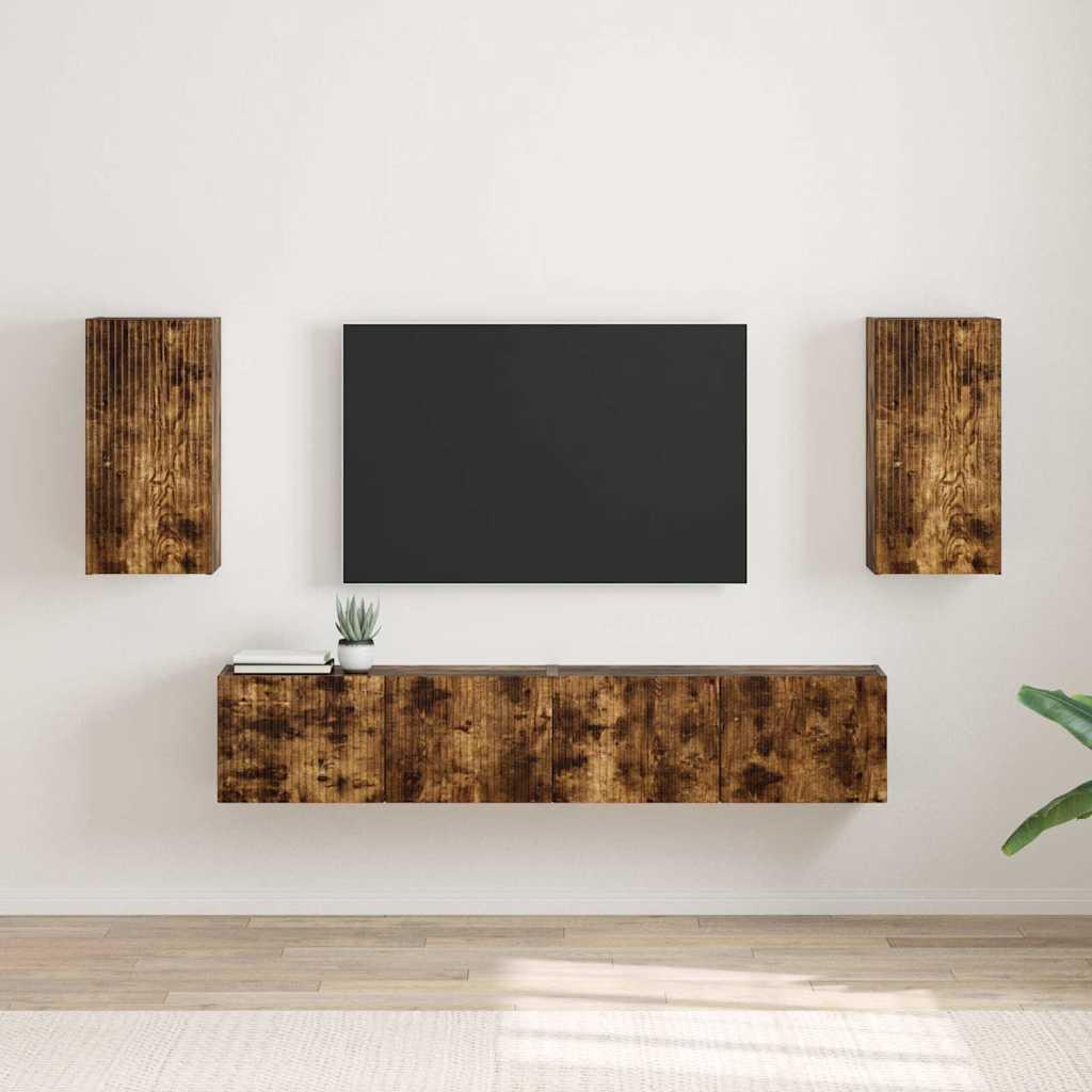 TV vægskab 2 stk Røget eg 30 x 31 x 60 cm Konstrueret træ